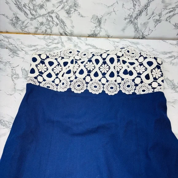 Lilly Pulitzer Bowen Navy Strapless Mini Dress with White Crochet Bust size 10 - Picture 13 of 15